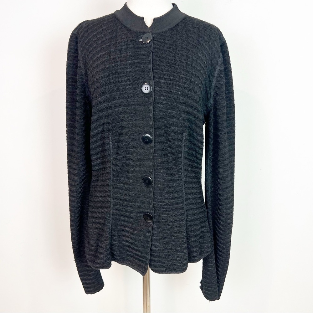 ARMANI COLLEZIONI BLACK KNIT BUTTON FRONT BELL SLEEVE CARDIGAN SWEATER SZ 6